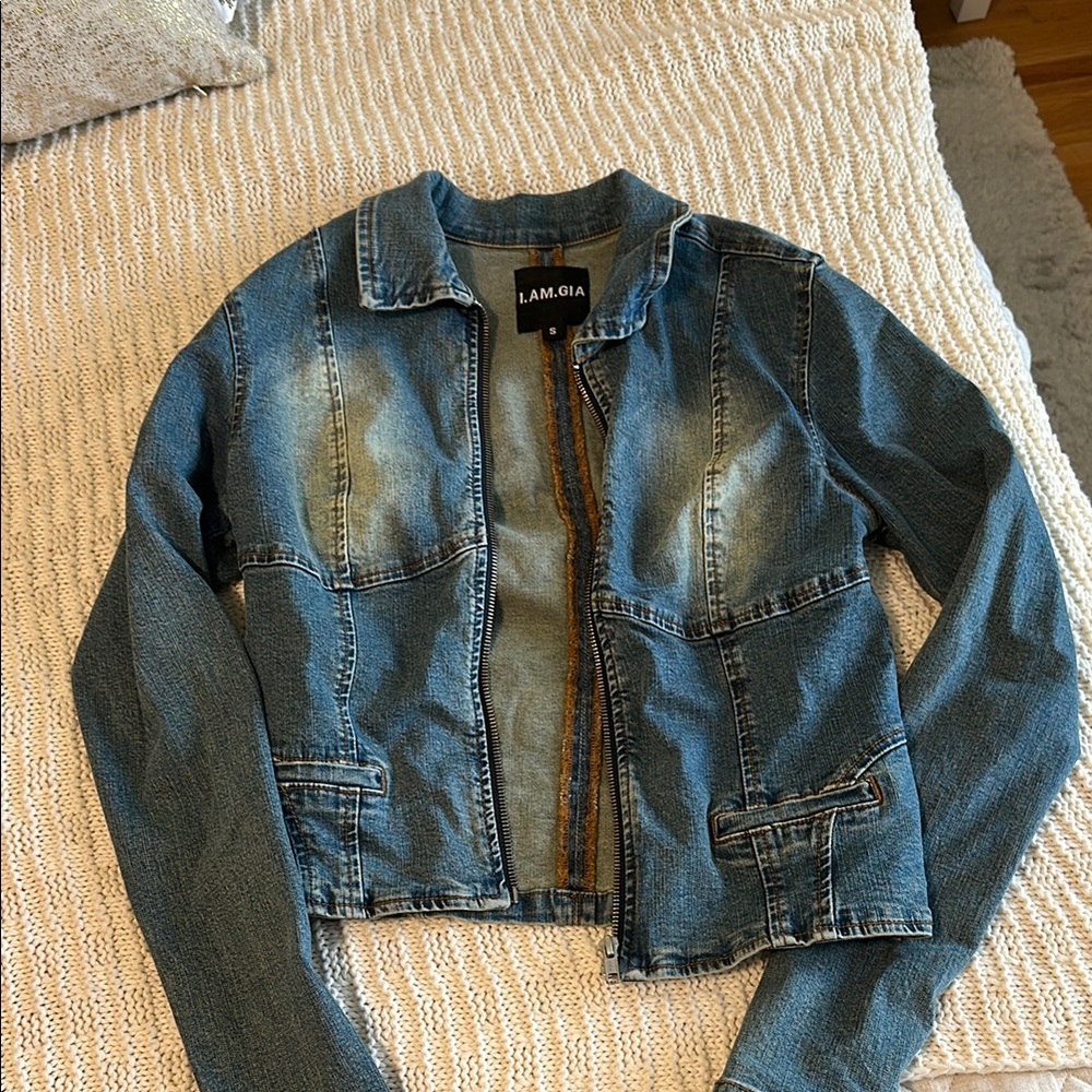 I.AM.GIA Blue Jean Jacket Cropped Distressed
